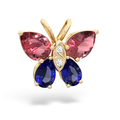 tourmaline-lab sapphire butterfly pendant