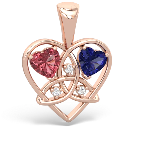 Pink Tourmaline Genuine Pink Tourmaline with Lab Created Sapphire Celtic Trinity Heart pendant Pendant