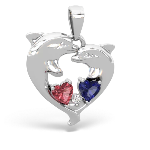 tourmaline-lab sapphire dolphins pendant