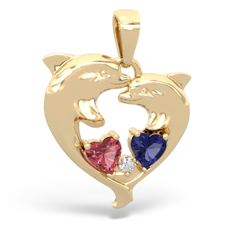 tourmaline-lab sapphire dolphins pendant