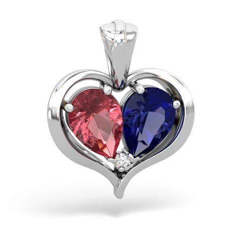 tourmaline-lab sapphire half heart whole pendant