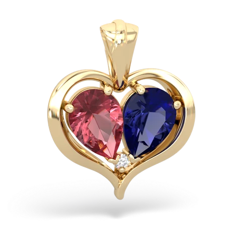 tourmaline-lab sapphire half heart whole pendant