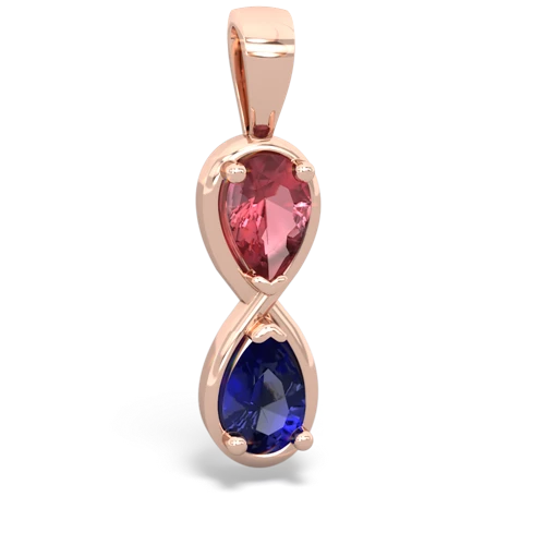 Pink Tourmaline Genuine Pink Tourmaline with Lab Created Sapphire Infinity pendant Pendant