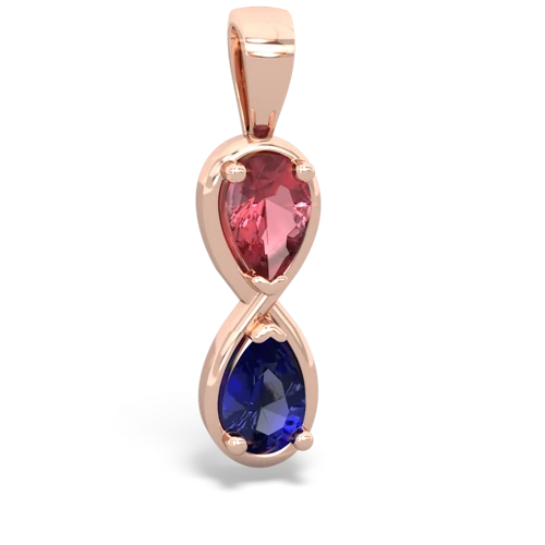 tourmaline-lab sapphire infinity pendant