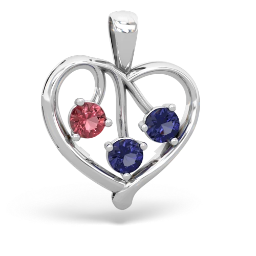 Pink Tourmaline Genuine Pink Tourmaline with Lab Created Sapphire and  Glowing Heart pendant Pendant