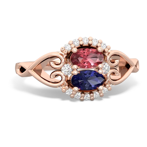Pink Tourmaline Genuine Pink Tourmaline with Lab Created Sapphire Love Nest ring Ring
