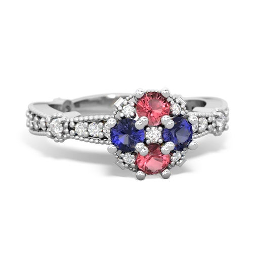 tourmaline-lab sapphire art deco engagement ring