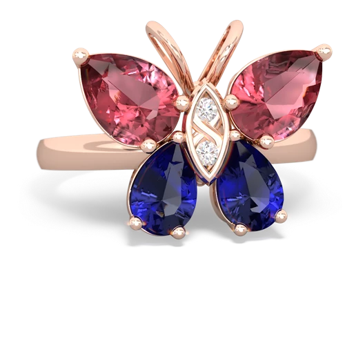 tourmaline-lab sapphire butterfly ring