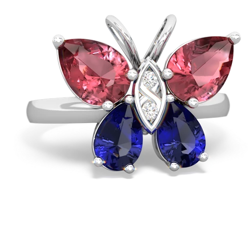 tourmaline-lab sapphire butterfly ring