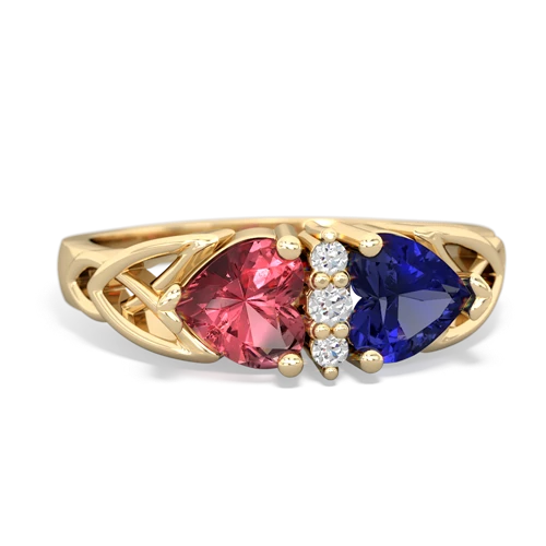 Pink Tourmaline Genuine Pink Tourmaline with Lab Created Sapphire Celtic Trinity Knot ring Ring