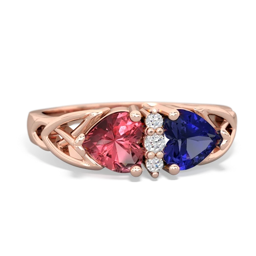 tourmaline-lab sapphire celtic ring