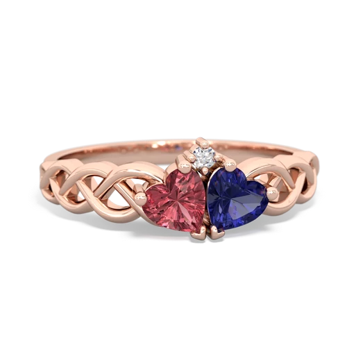 tourmaline-lab sapphire celtic braid ring