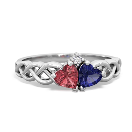 tourmaline-lab sapphire celtic braid ring