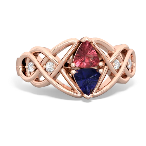 Pink Tourmaline Genuine Pink Tourmaline with Lab Created Sapphire Keepsake Celtic Knot ring Ring