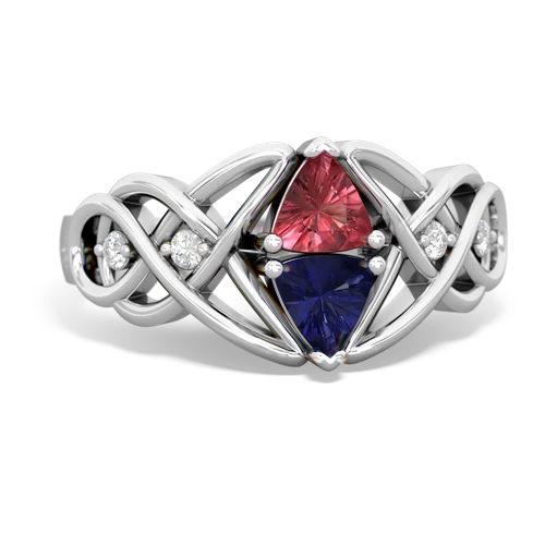 tourmaline-lab sapphire celtic knot ring