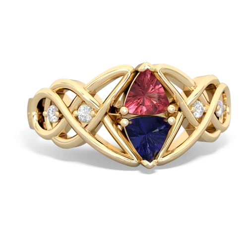 tourmaline-lab sapphire celtic knot ring
