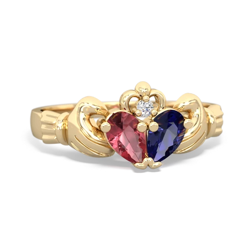 tourmaline-lab sapphire claddagh ring