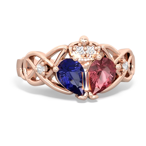 tourmaline-lab sapphire claddagh ring