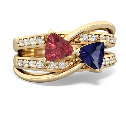 Pink Tourmaline Genuine Pink Tourmaline with Lab Created Sapphire Bowtie ring Ring