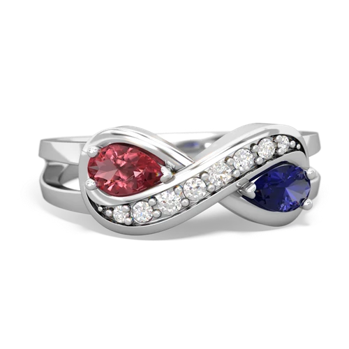 tourmaline-lab sapphire diamond infinity ring