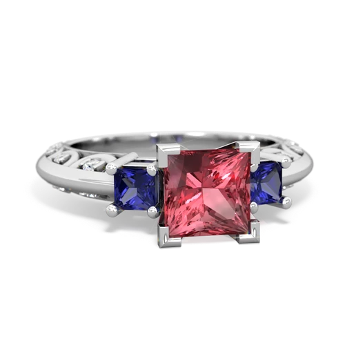 Pink Tourmaline Genuine Pink Tourmaline with Lab Created Sapphire and Genuine Peridot Art Deco ring Ring