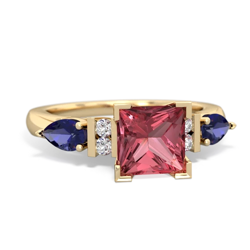 Pink Tourmaline Genuine Pink Tourmaline with Lab Created Sapphire and Genuine Peridot Engagement ring Ring