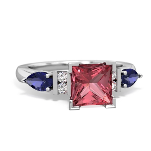 tourmaline-lab sapphire engagement ring