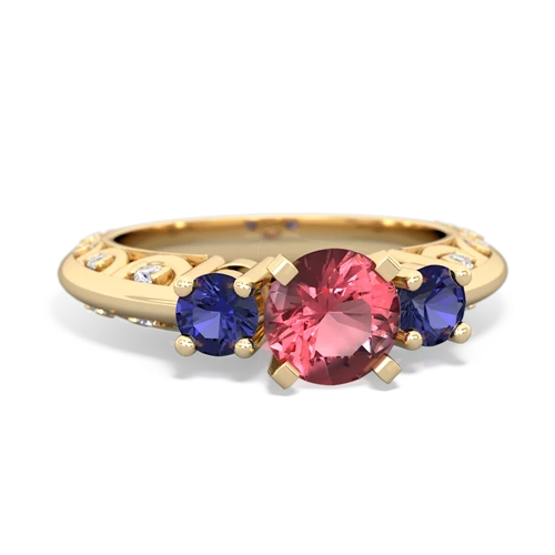 Pink Tourmaline Genuine Pink Tourmaline with Lab Created Sapphire Art Deco ring Ring