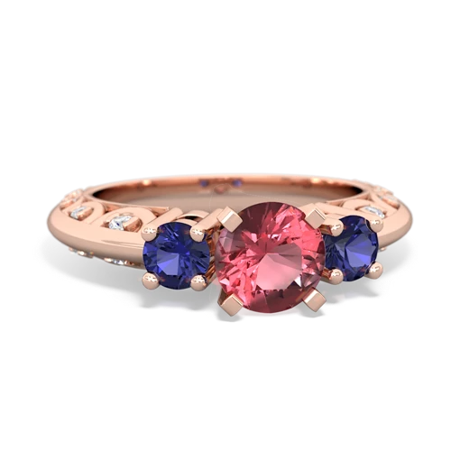 tourmaline-lab sapphire engagement ring