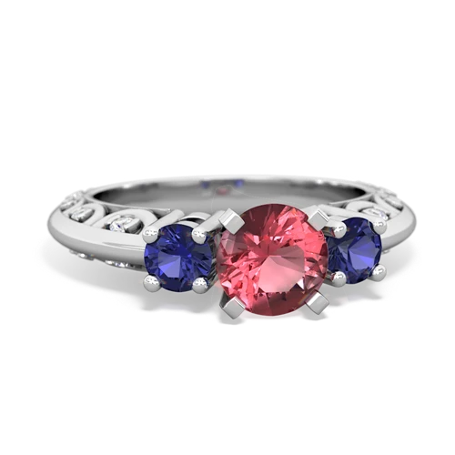 tourmaline-lab sapphire engagement ring