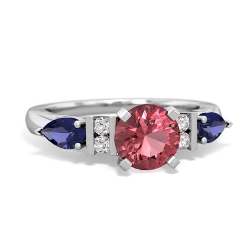 Pink Tourmaline Genuine Pink Tourmaline with Lab Created Sapphire and  Engagement ring Ring