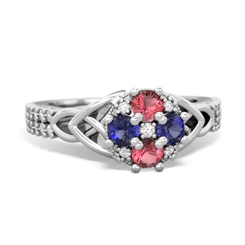 Pink Tourmaline Genuine Pink Tourmaline with Lab Created Sapphire Celtic Knot Engagement ring Ring