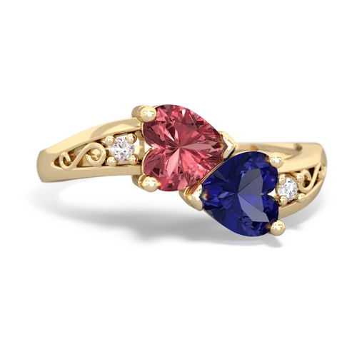 tourmaline-lab sapphire filligree ring