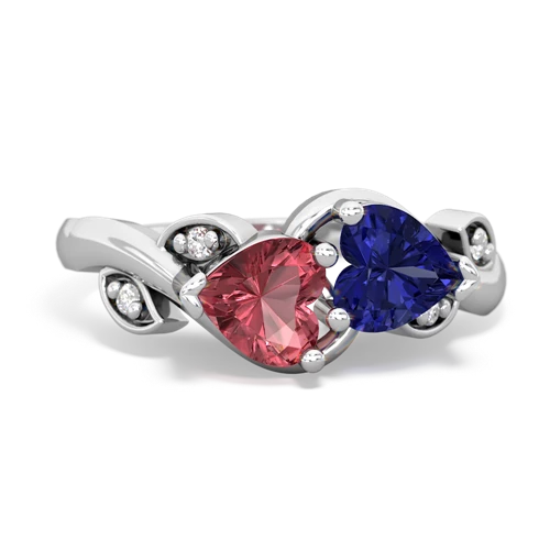 Pink Tourmaline Genuine Pink Tourmaline with Lab Created Sapphire Floral Elegance ring Ring