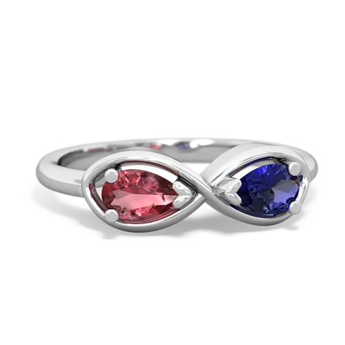 Pink Tourmaline Genuine Pink Tourmaline with Lab Created Sapphire Infinity ring Ring