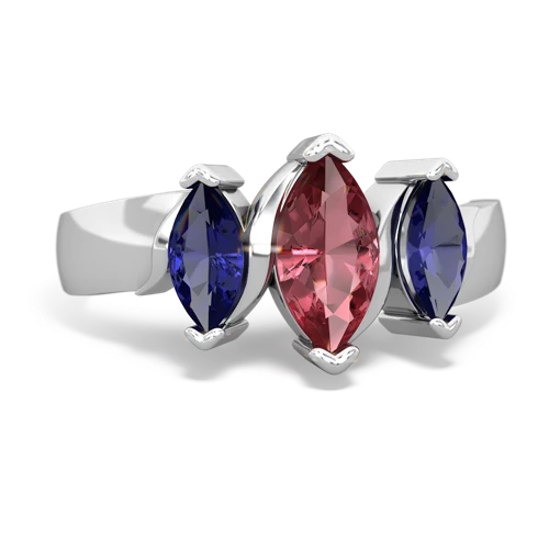 Pink Tourmaline Genuine Pink Tourmaline with Lab Created Sapphire and Genuine Peridot Three Peeks ring Ring