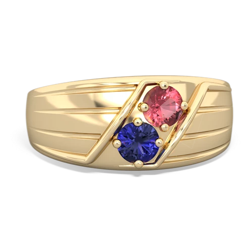 tourmaline-lab sapphire mens ring