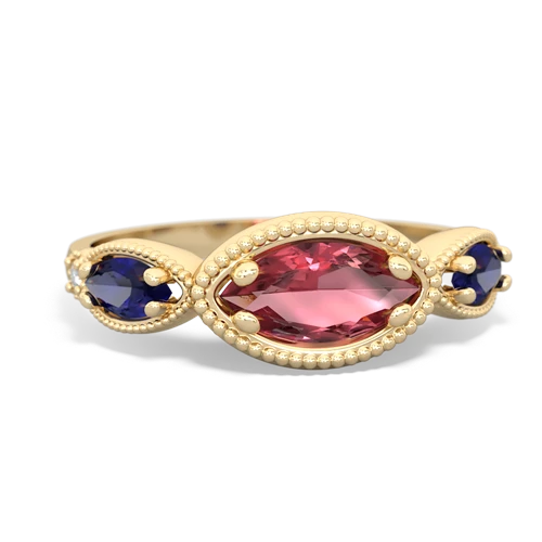 tourmaline-lab sapphire milgrain marquise ring