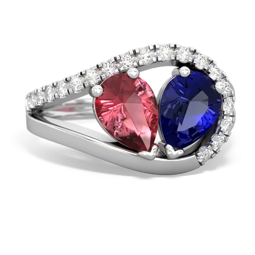 Pink Tourmaline Genuine Pink Tourmaline with Lab Created Sapphire Nestled Heart Keepsake ring Ring