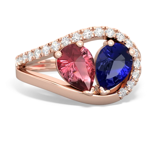 tourmaline-lab sapphire pave heart ring