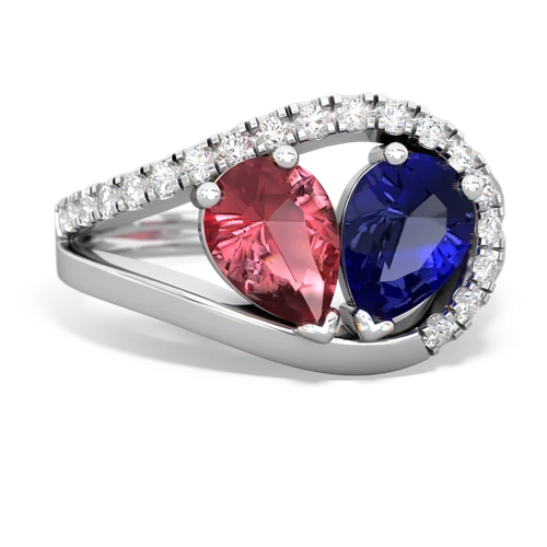 tourmaline-lab sapphire pave heart ring