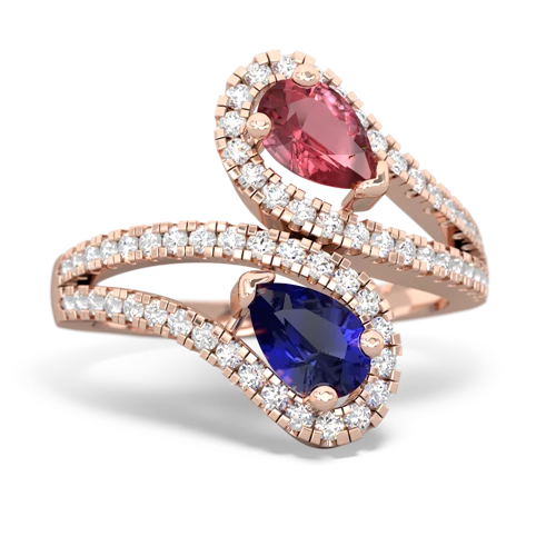 Pink Tourmaline Genuine Pink Tourmaline with Lab Created Sapphire Diamond Dazzler ring Ring