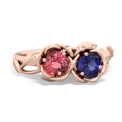Pink Tourmaline Genuine Pink Tourmaline with Lab Created Sapphire Rose Garden ring Ring