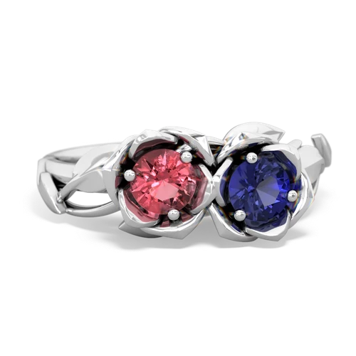 tourmaline-lab sapphire roses ring