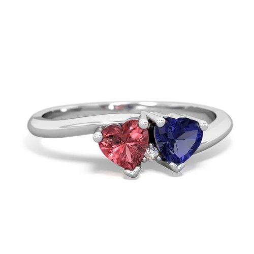 Pink Tourmaline Genuine Pink Tourmaline with Lab Created Sapphire Sweetheart's Promise ring Ring