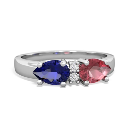 Pink Tourmaline Genuine Pink Tourmaline with Lab Created Sapphire Pear Bowtie ring Ring