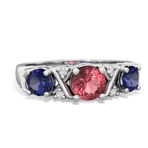 Pink Tourmaline Genuine Pink Tourmaline with Lab Created Sapphire and  Hugs and Kisses ring Ring
