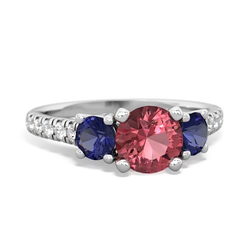 Pink Tourmaline Genuine Pink Tourmaline with Lab Created Sapphire and Genuine Peridot Pave Trellis ring Ring