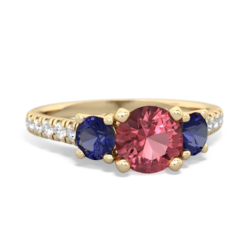 tourmaline-lab sapphire trellis pave ring