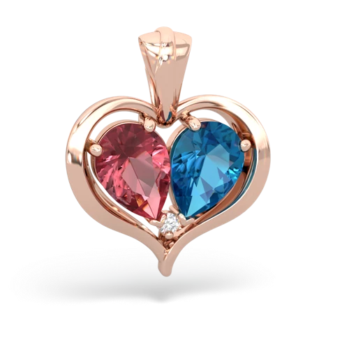 tourmaline-london topaz half heart whole pendant